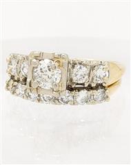 14K 2 Tone Gold 5.2g Ladys Diamond Wedding Set 1.44 TCW Engagement Ring Size-7